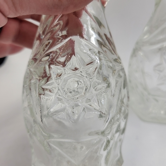 Vintage ANCHOR HOCKING Prescut Clear Cruet EAPC Glass Starburst - set of 2 - Picture 3 of 6